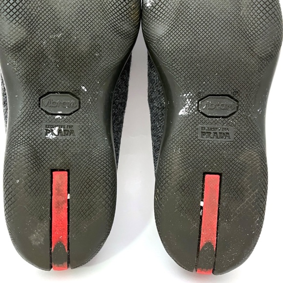 Prada Gray Wool Flat Loafers - Picture 14 of 16